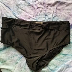 Pink envelope high waist black swim bottoms 2X